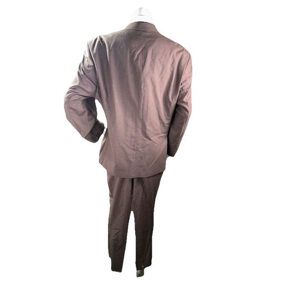 Prontomodo Europa Men 2pc Suit 100% Merino Wool 50R 44x27 Brown Micro Check - Picture 7 of 16